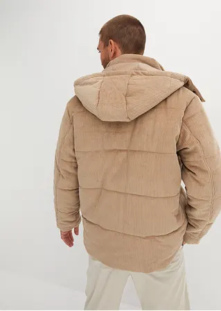 Bonprix Modische Cord-Steppjacke Mit Kapuze - Beige - Herren
