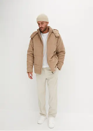 Bonprix Modische Cord-Steppjacke Mit Kapuze - Beige - Herren