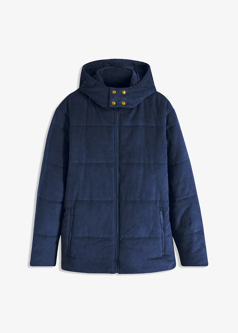 bonprix Modische Cord-Steppjacke mit Kapuze - blau - Herren