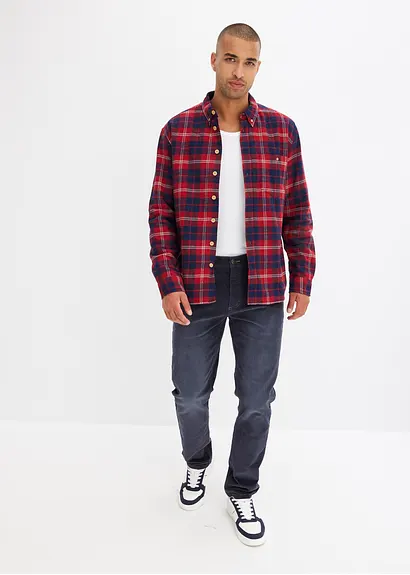 Bonprix Modische Cordhose Mit Stretchanteil In Vintage Look - Blau