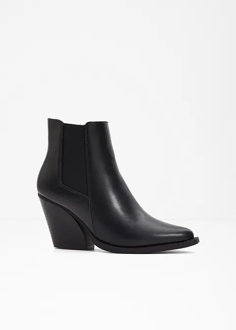 bonprix Modische Cowboy Stiefelette mit markantem Blockabsatz - schwarz