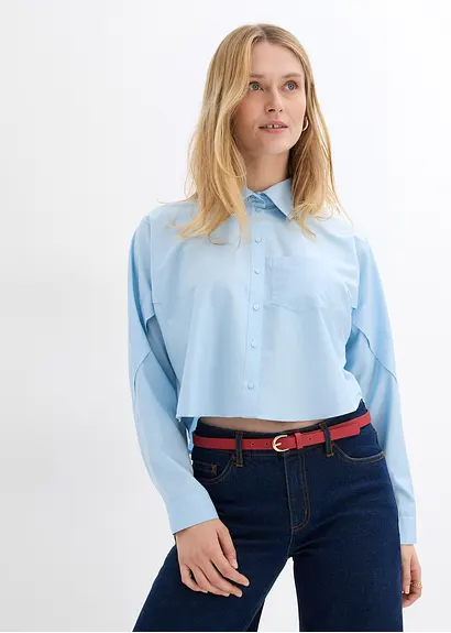 Bonprix Modische Cropped Bluse Aus Reiner Baumwolle Im Boxy Schnitt