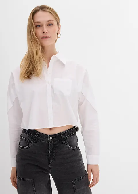 Bonprix Modische Cropped Bluse Aus Reiner Baumwolle Im Boxy Schnitt