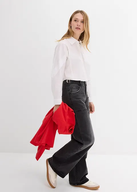 Bonprix Modische Cropped Bluse Aus Reiner Baumwolle Im Boxy Schnitt