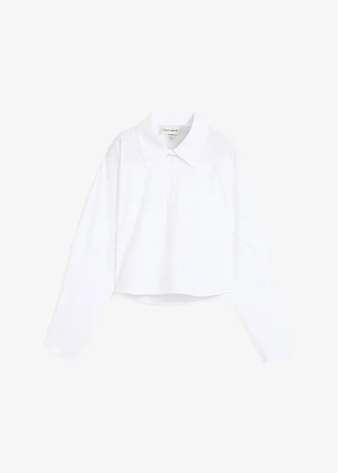 bonprix Modische Cropped Bluse aus reiner Baumwolle im Boxy Schnitt