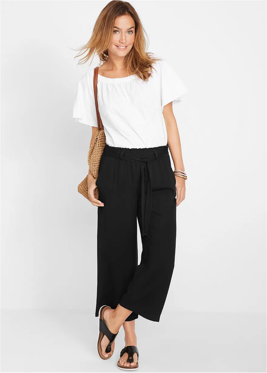 Bonprix Modische Culotte Mit Gummibund Gürtelschlaufen Und Eingriffstaschen