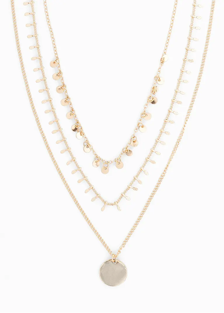 bonprix Modische dreireihige Kette mit Anhänger - gold - Damen