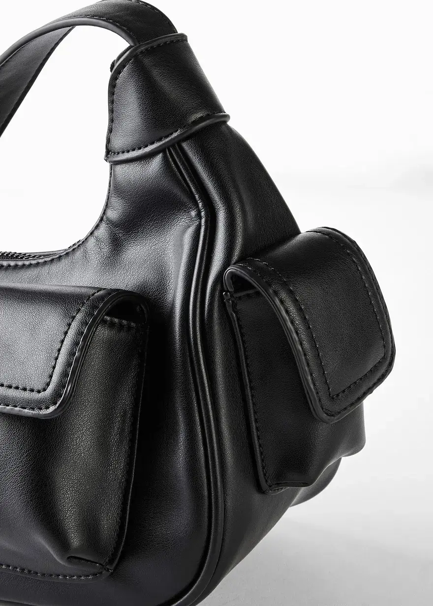 Bonprix Modische Handtasche In Lederoptik Mit Viel Stauraum - Schwarz