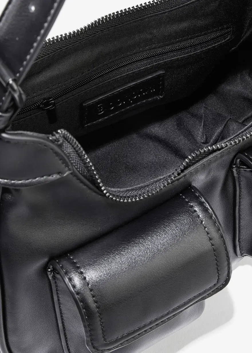 Bonprix Modische Handtasche In Lederoptik Mit Viel Stauraum - Schwarz