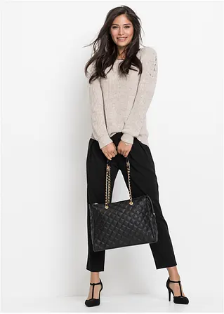 Bonprix Modische Handtasche Mit Steppmuster - Schwarz - Damen