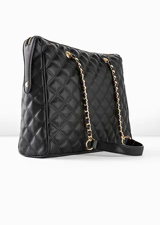 Bonprix Modische Handtasche Mit Steppmuster - Schwarz - Damen