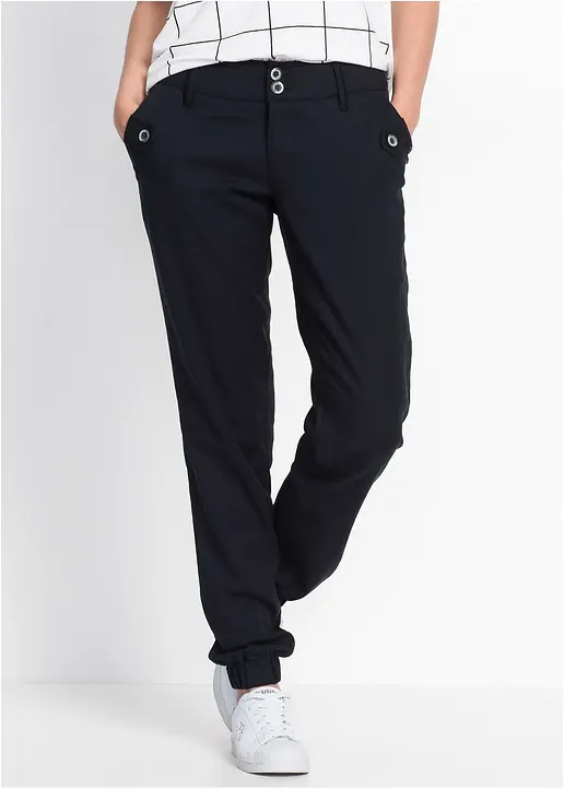 Bonprix Modische Hose Mit Angesagten Details - Schwarz - Damen