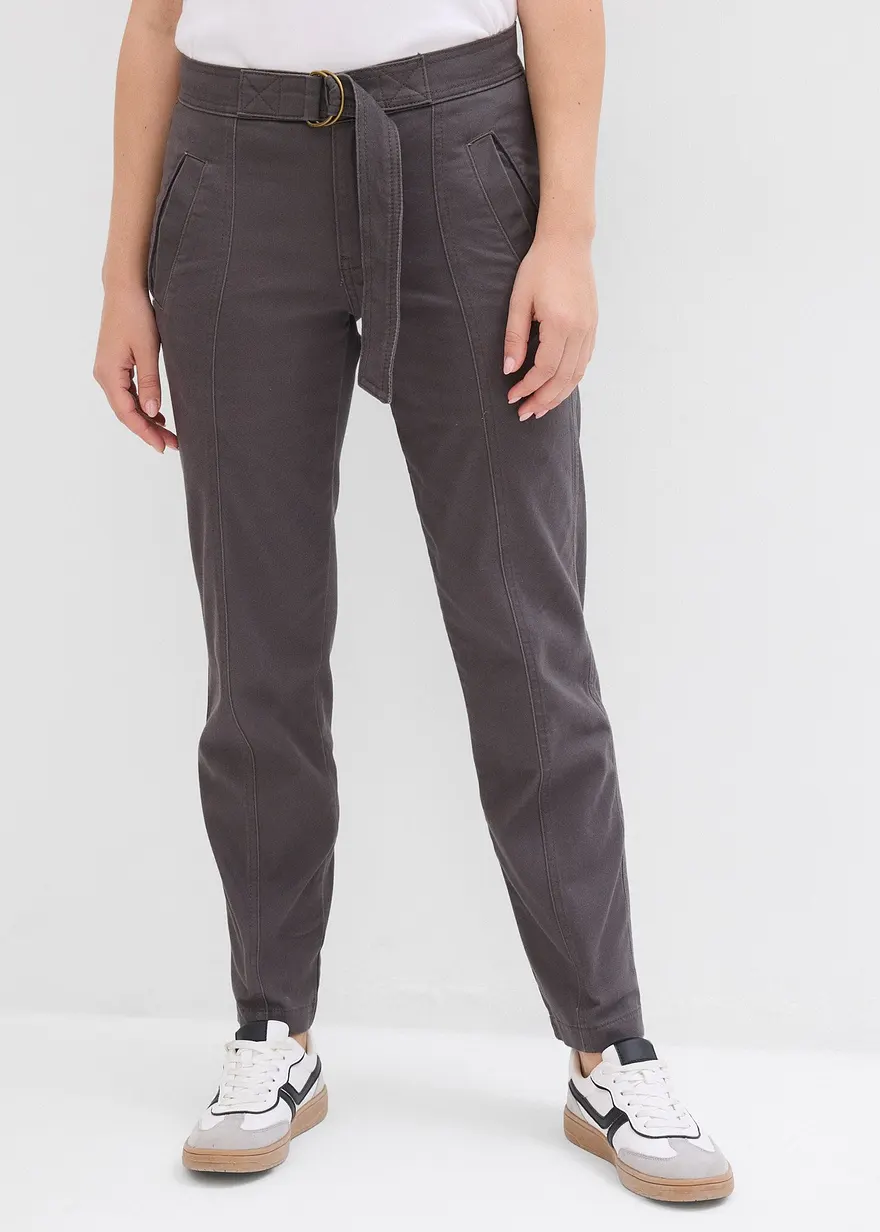Bonprix Modische Hose Mit Schnallendetail - Grau - Damen
