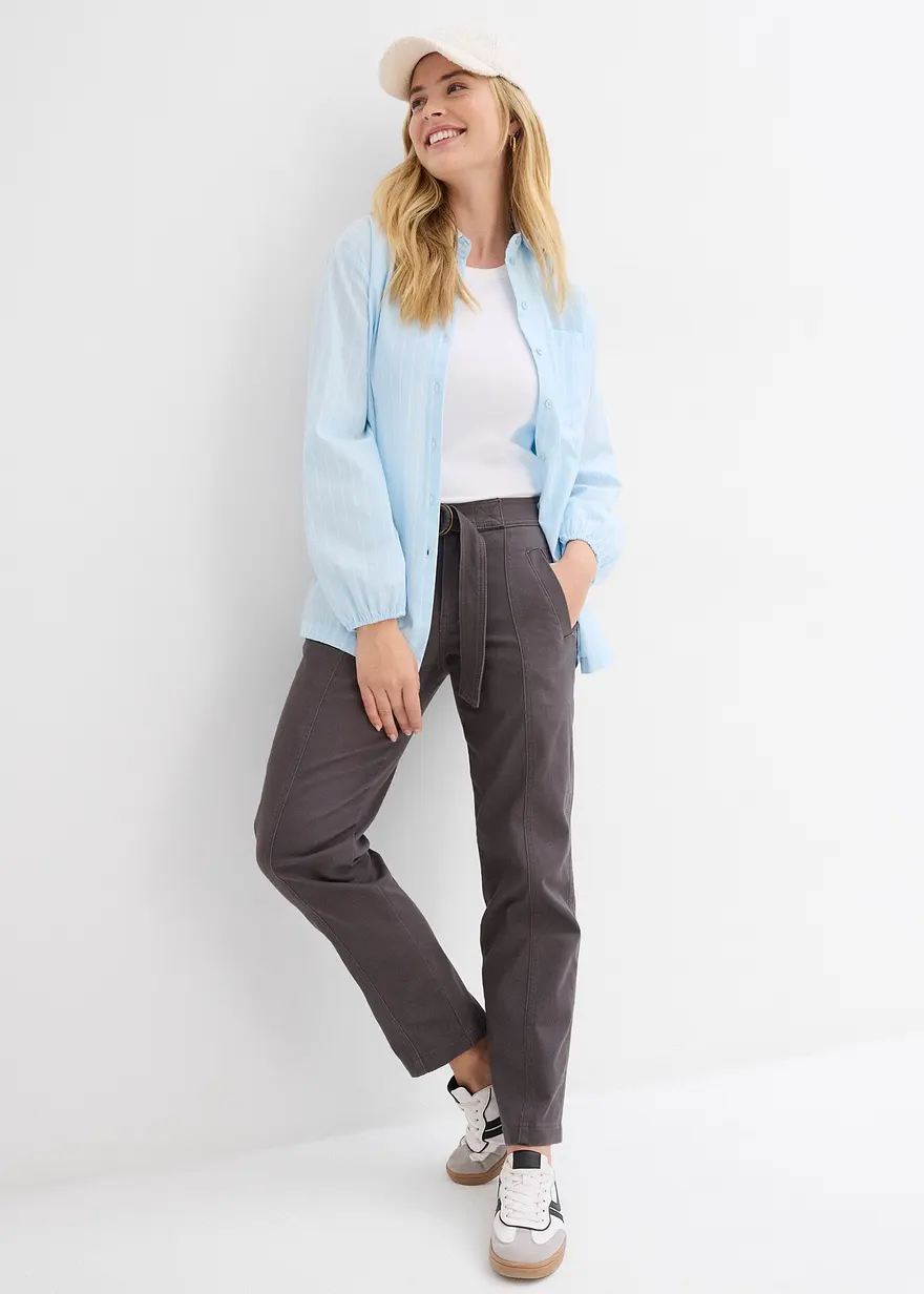 Bonprix Modische Hose Mit Schnallendetail - Grau - Damen