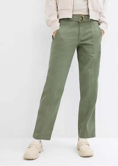 Bonprix Modische Hose Mit Schnallendetail - Grün - Damen