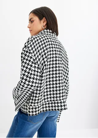 Bonprix Modische Jacke Im Blouson-Stil Mit Hahnentritt-Muster - Schwarz
