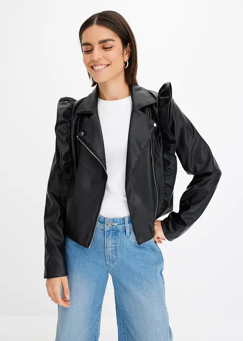 Bonprix Modische Jacke Mit Verspielten Details - Schwarz