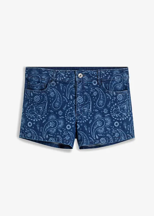 bonprix Modische Jeans-Shorts mit Paisley-Druck - blau - Damen