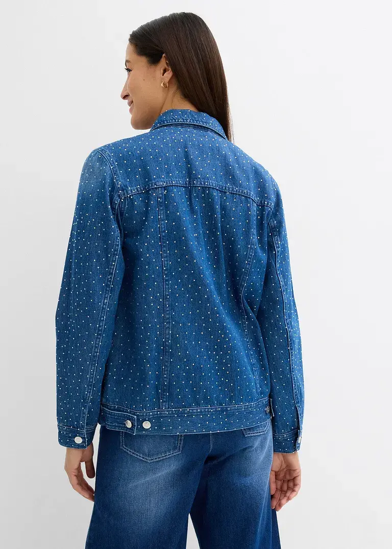 Bonprix Modische Jeansjacke Mit Waschung Und Verziert Mit Strasssteinen