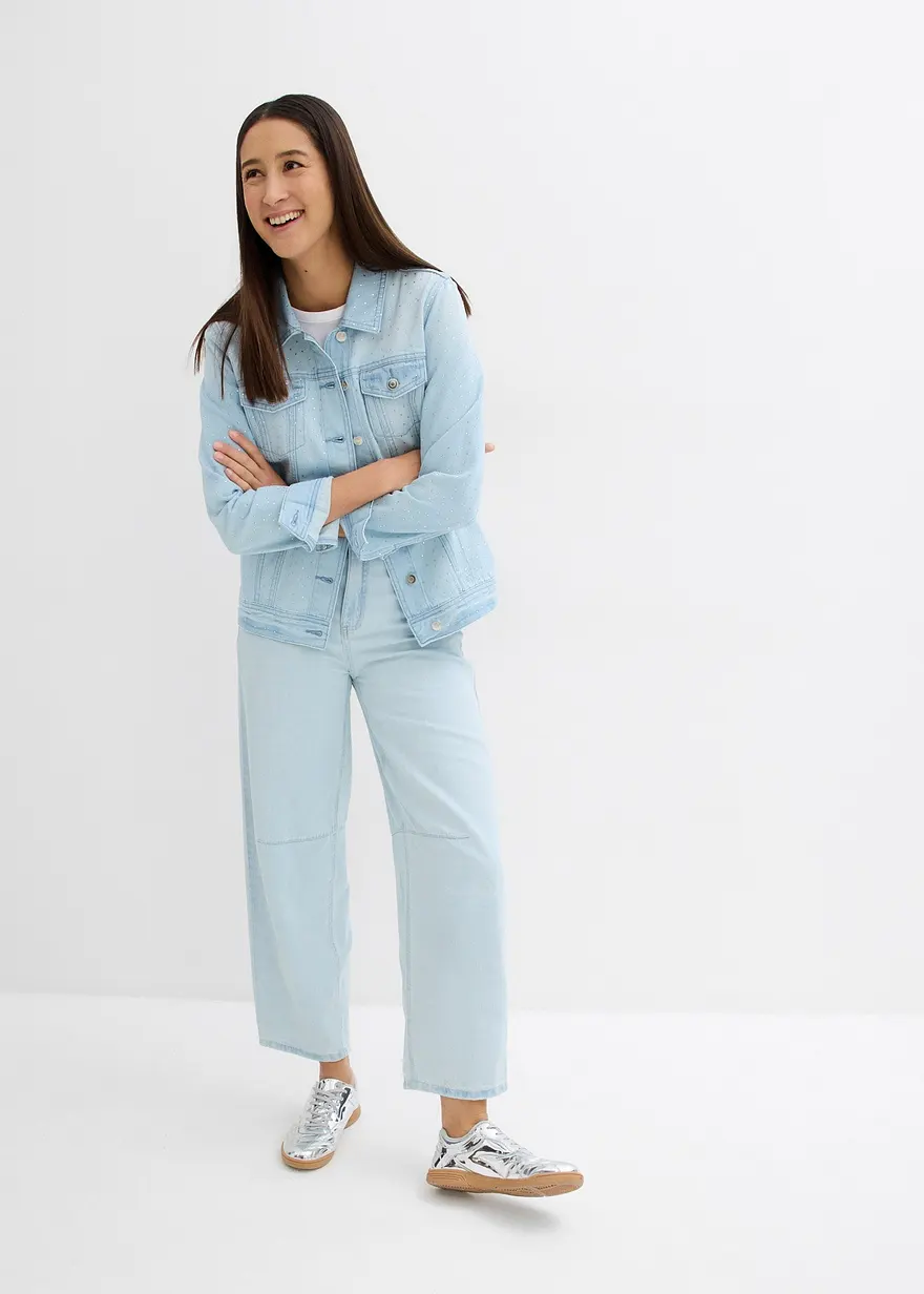Bonprix Modische Jeansjacke Mit Waschung Und Verziert Mit Strasssteinen