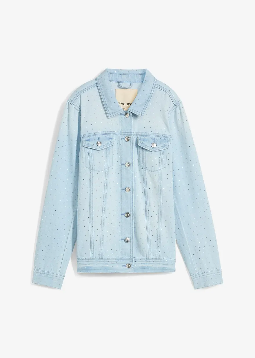 bonprix Modische Jeansjacke mit Waschung und verziert mit Strasssteinen