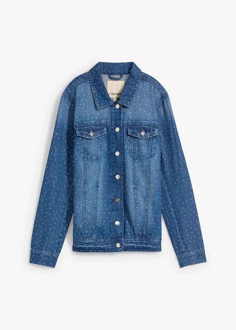 bonprix Modische Jeansjacke mit Waschung und verziert mit Strasssteinen