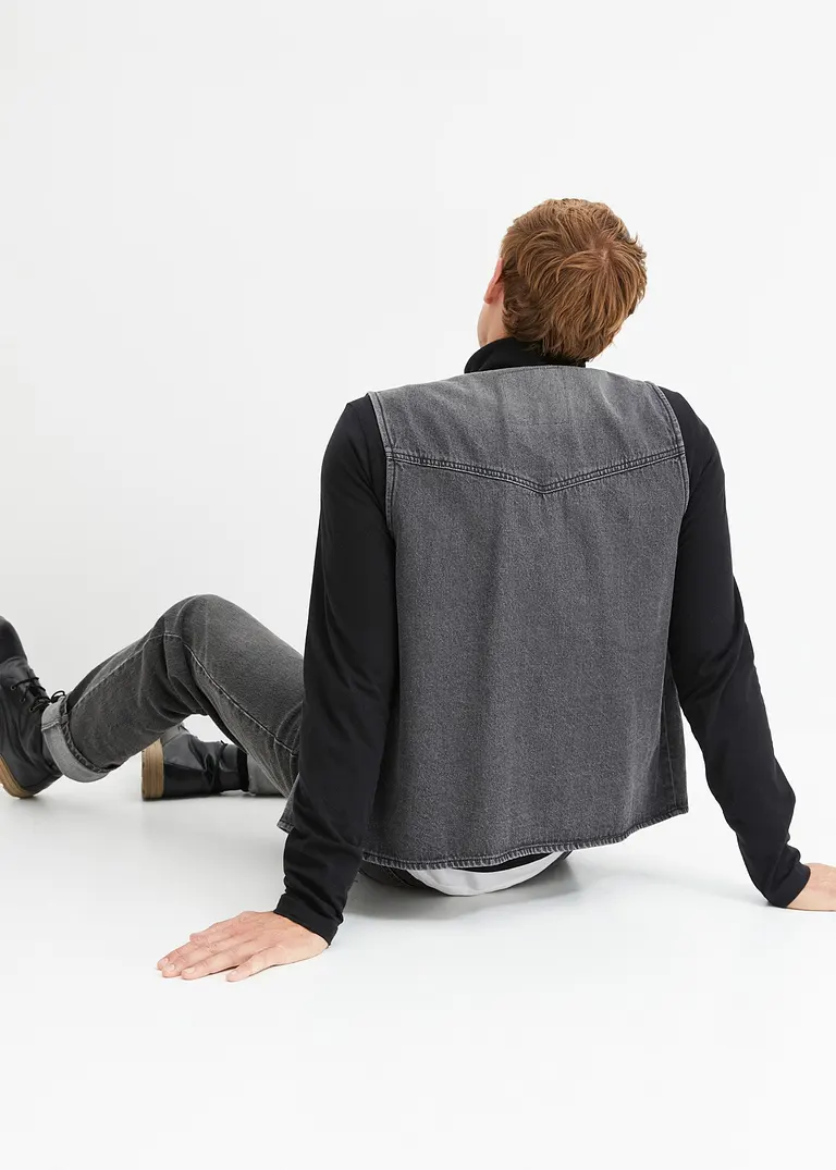 Bonprix Modische Jeansweste Im Angesagten Vintage Look - Grau