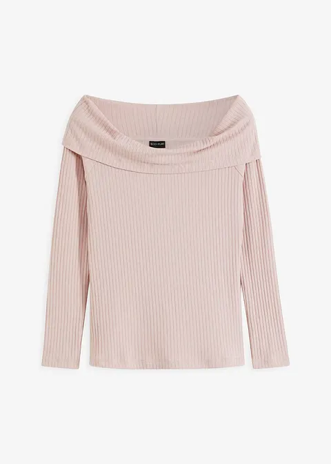 bonprix Modische Langarmshirt mit breitem Carmen-Ausschnitt. - lila