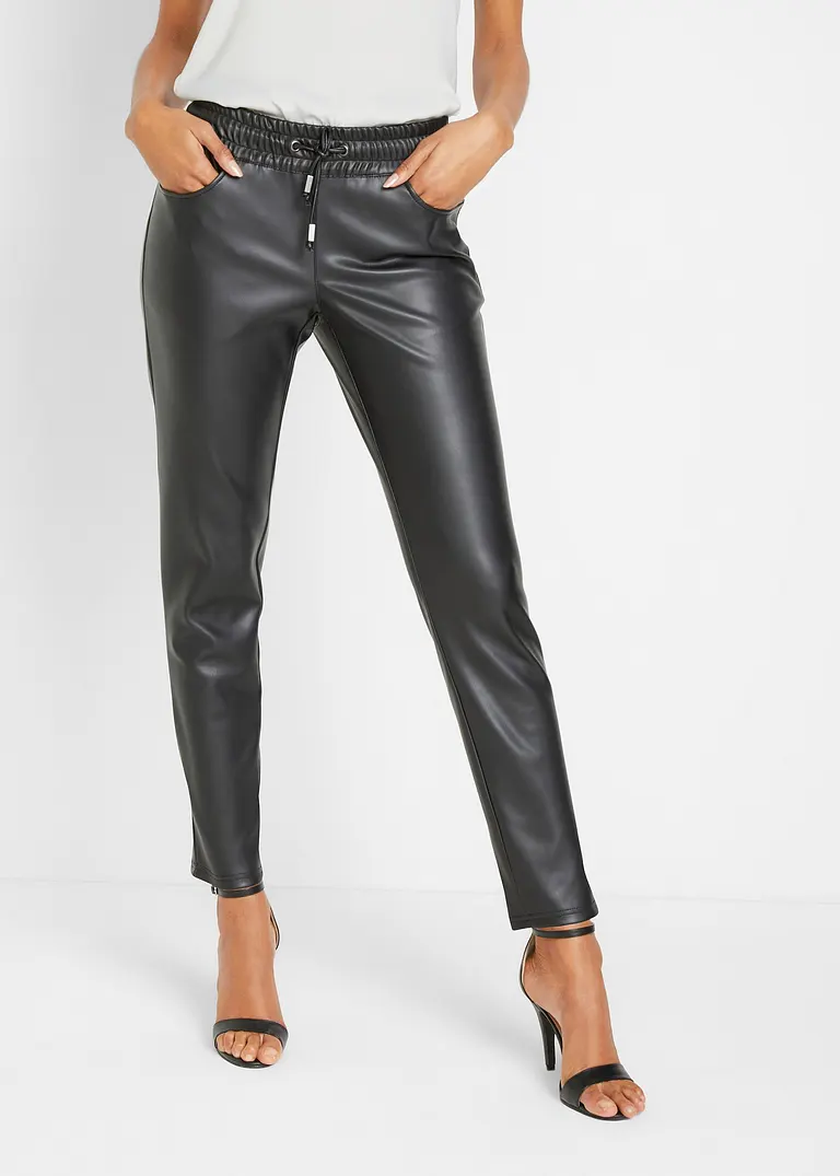 Bonprix Modische Lederimitat-Schlupfhose - Schwarz - Damen