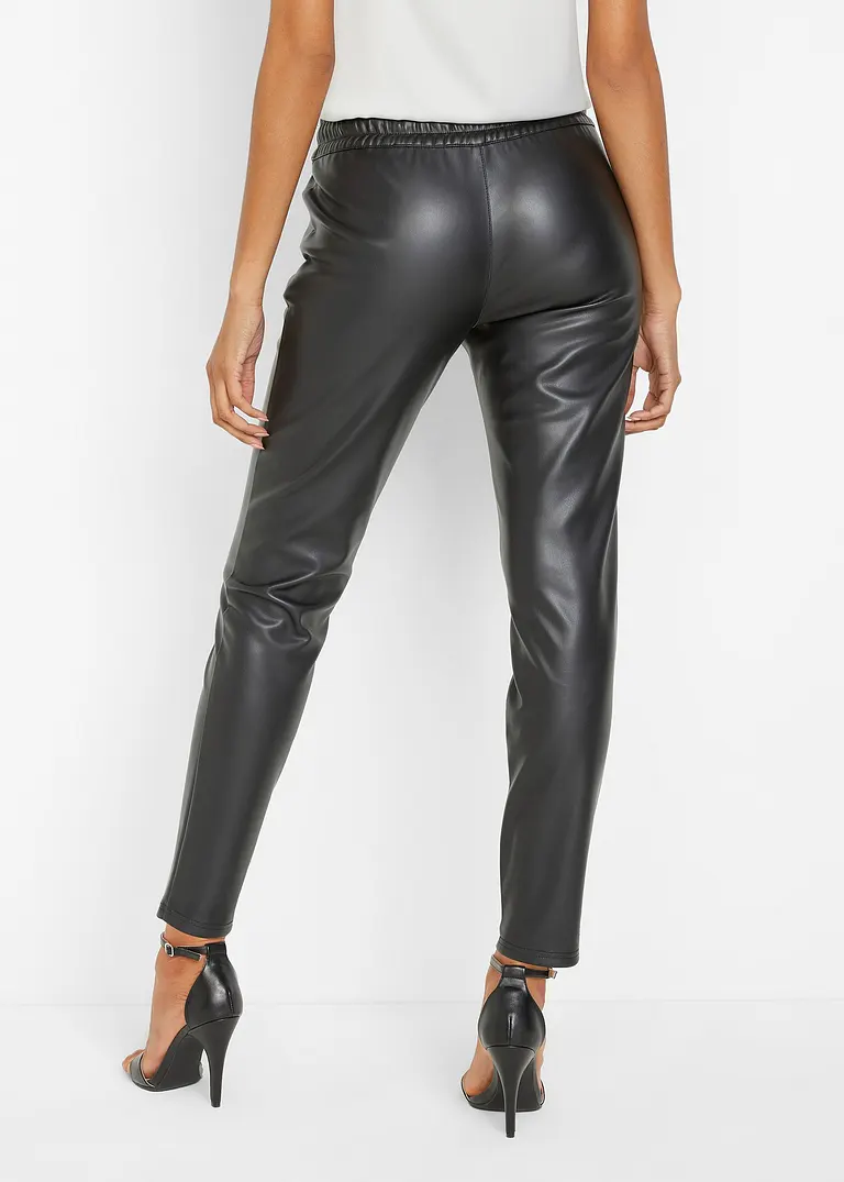 Bonprix Modische Lederimitat-Schlupfhose - Schwarz - Damen