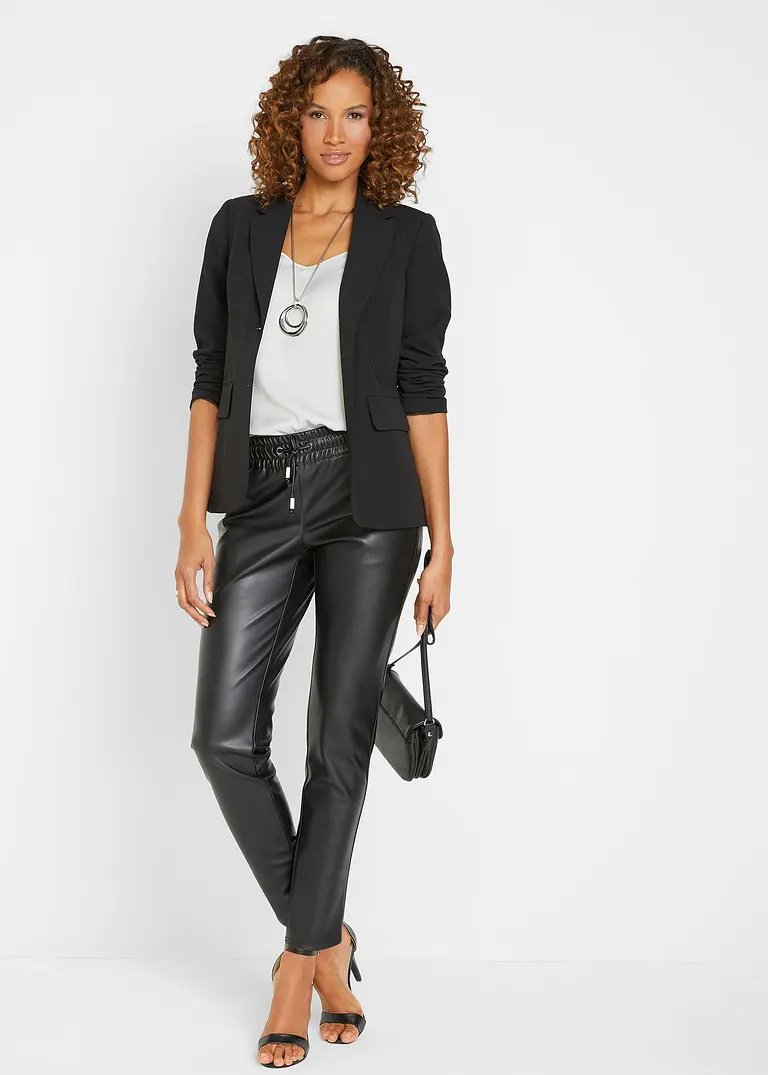Bonprix Modische Lederimitat-Schlupfhose - Schwarz - Damen