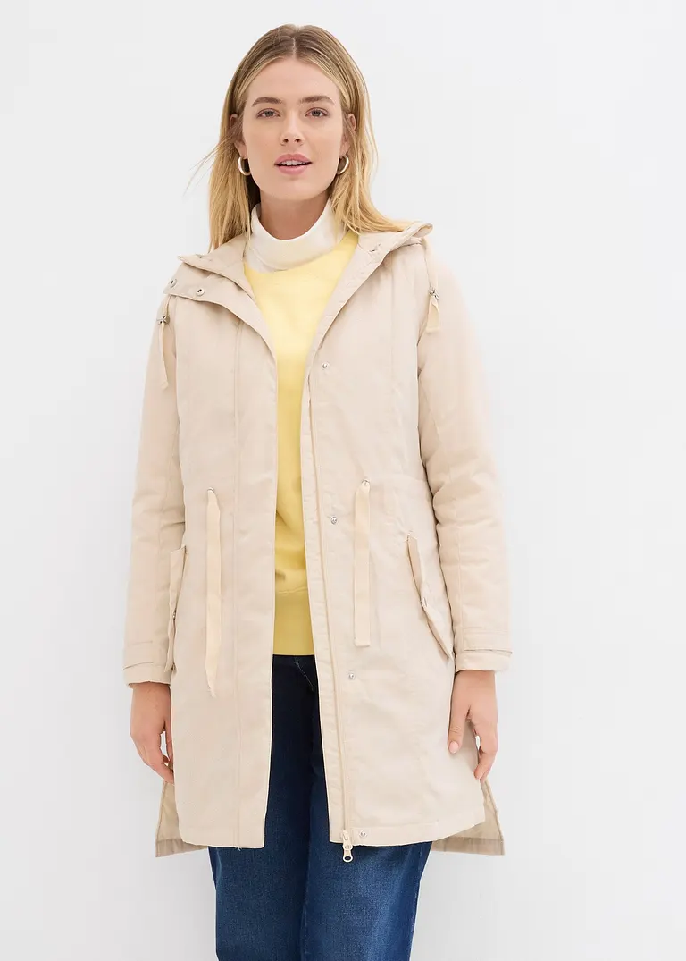 Bonprix Modische Leicht Wattierte Jacke Mit Kapuze - Beige