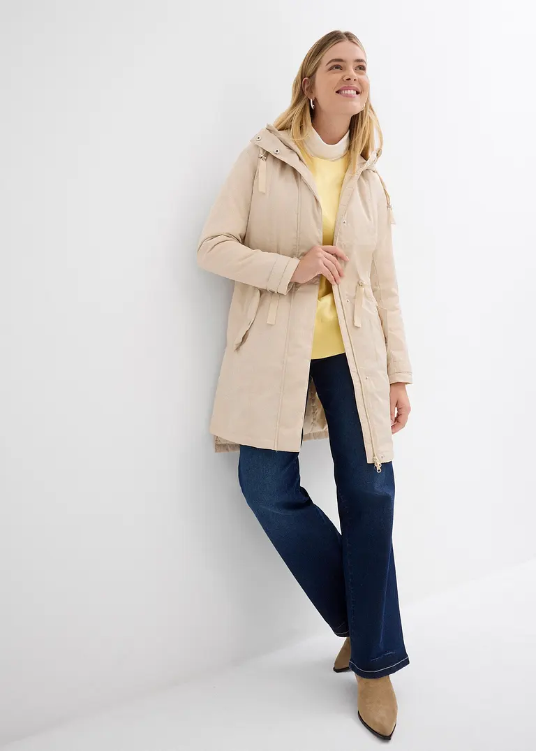 Bonprix Modische Leicht Wattierte Jacke Mit Kapuze - Beige