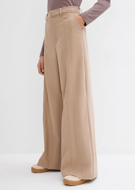 Bonprix Modische Marlenehose Mit Hohem Bund - Beige - Damen