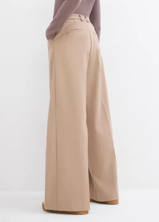 Bonprix Modische Marlenehose Mit Hohem Bund - Beige - Damen