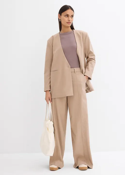 Bonprix Modische Marlenehose Mit Hohem Bund - Beige - Damen