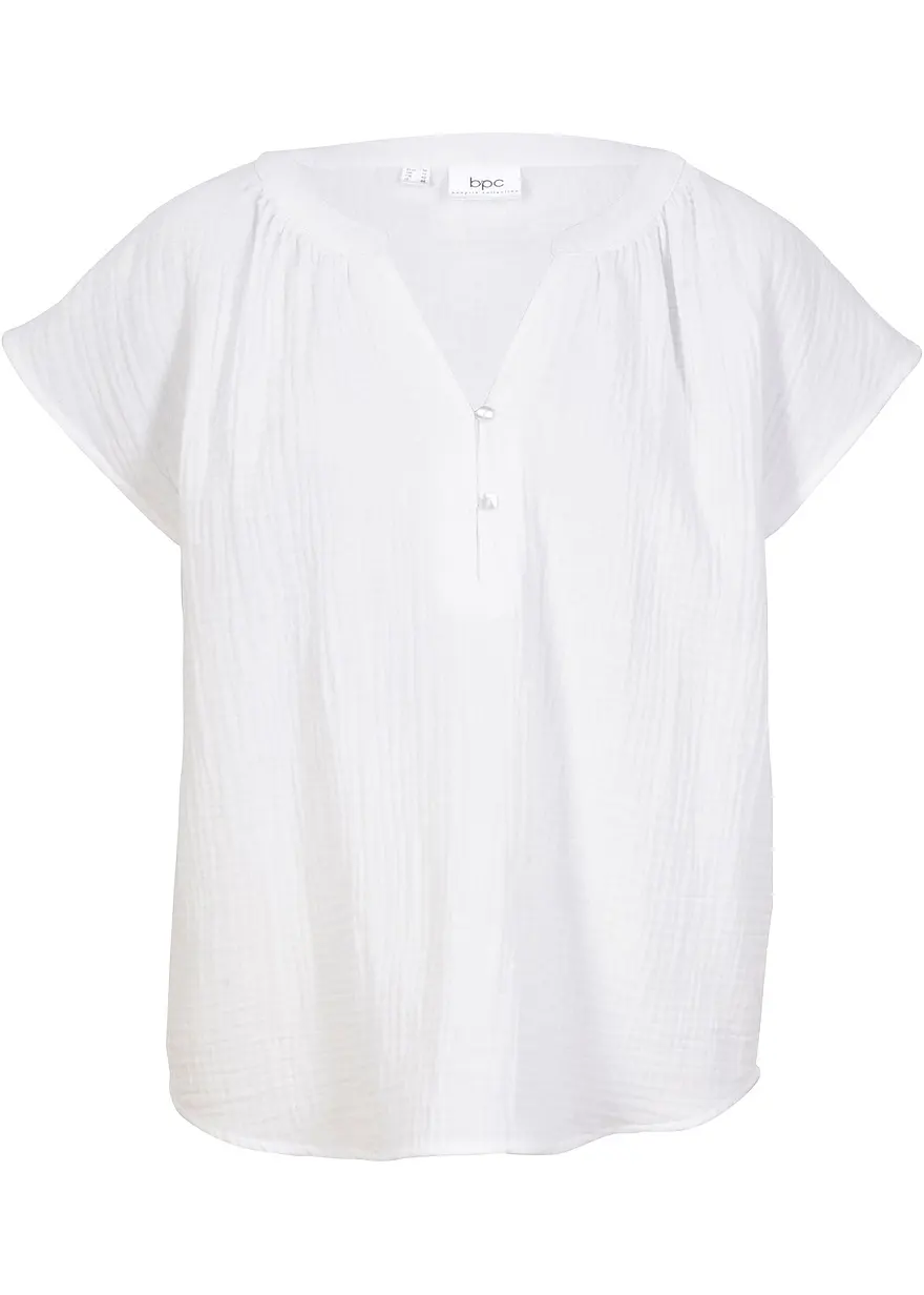 bonprix Modische Musselin-Bluse mit V-Ausschnitt und überschnittenen Schultern