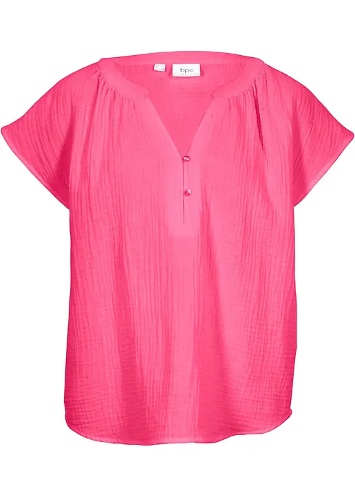 bonprix Modische Musselin-Bluse mit V-Ausschnitt und überschnittenen Schultern