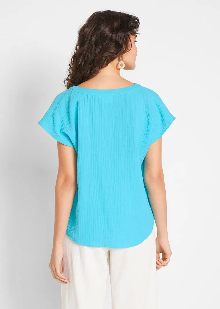 Bonprix Modische Musselin-Bluse Mit V-Ausschnitt Und überschnittenen Schultern