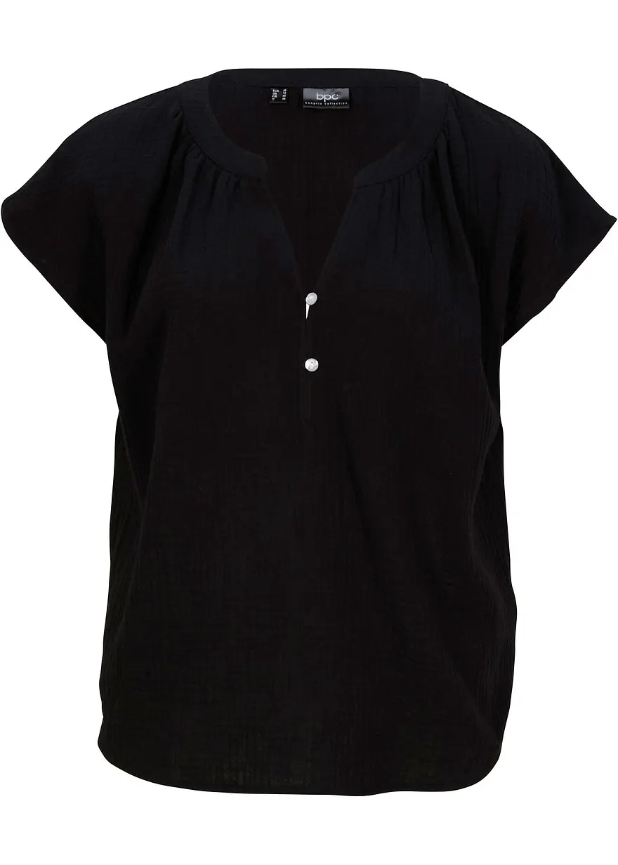 bonprix Modische Musselin-Bluse mit V-Ausschnitt und überschnittenen Schultern