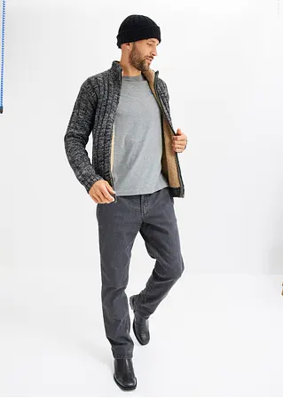 Bonprix Modische Outdoor Strickjacke Wam Gefüttert - Schwarz