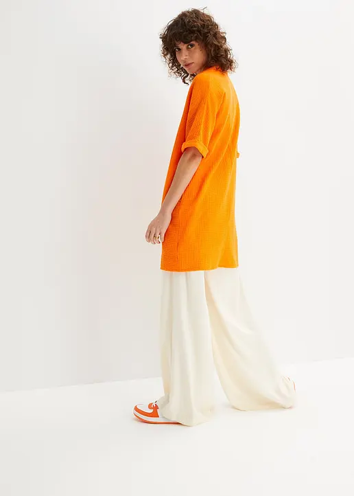 Bonprix Modische Oversize-Bluse Aus Trendigem Baumwoll-Musselin - Orange