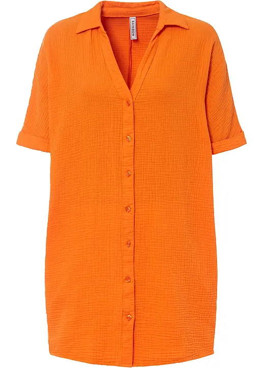 bonprix Modische Oversize-Bluse aus trendigem Baumwoll-Musselin - orange