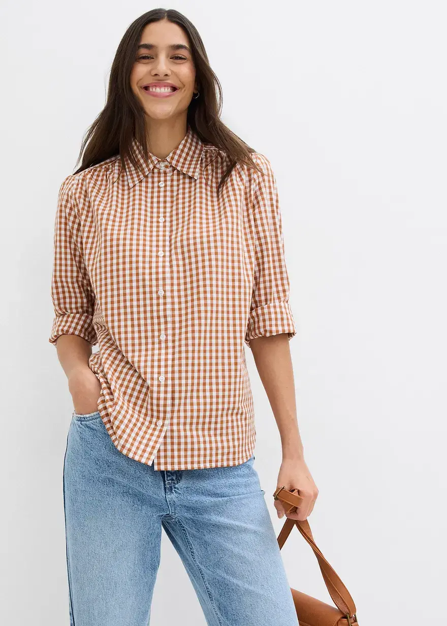 Bonprix Modische Oversized Bluse Mit Knopfleiste - Braun