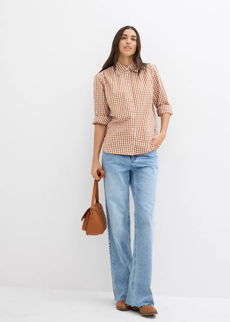 Bonprix Modische Oversized Bluse Mit Knopfleiste - Braun