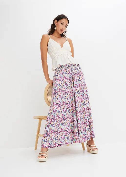 Bonprix Modische Palazzo-Hose Mit Print - Lila Petite - Damen