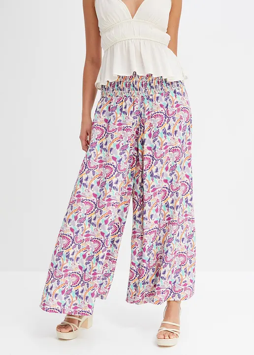 Bonprix Modische Palazzo-Hose Mit Print - Lila Regular - Damen