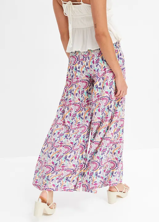 Bonprix Modische Palazzo-Hose Mit Print - Lila Regular - Damen