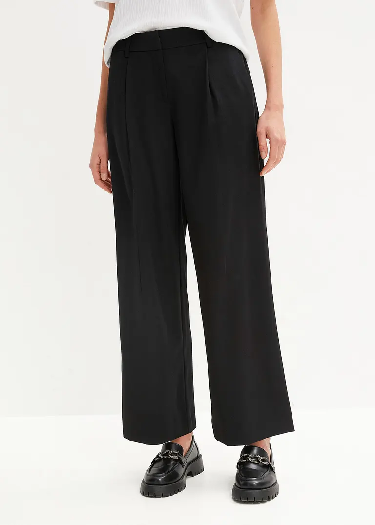 Bonprix Modische Palazzo-Hose Mit Weitem Bein - Schwarz - Damen