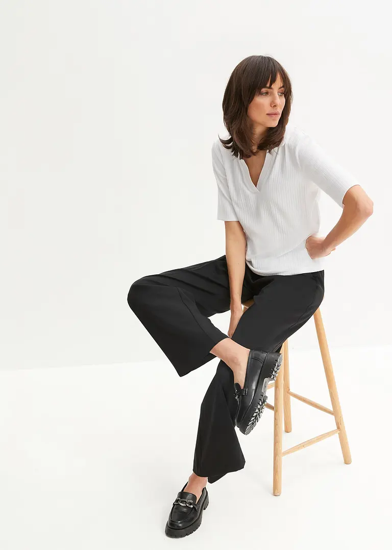 Bonprix Modische Palazzo-Hose Mit Weitem Bein - Schwarz - Damen
